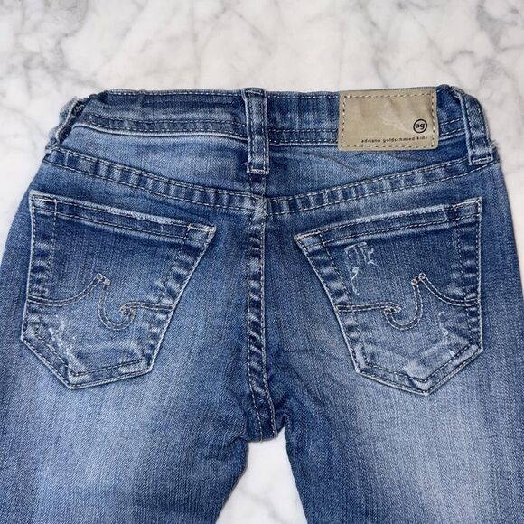AG Classic Blue Denim Slim Straight Distressed Jeans 12M - Picture 5 of 7